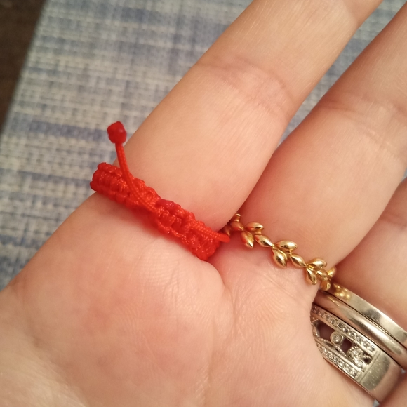 Certified Burmese Jadeite Pixiu Red String Ring - Picture 10 of 12